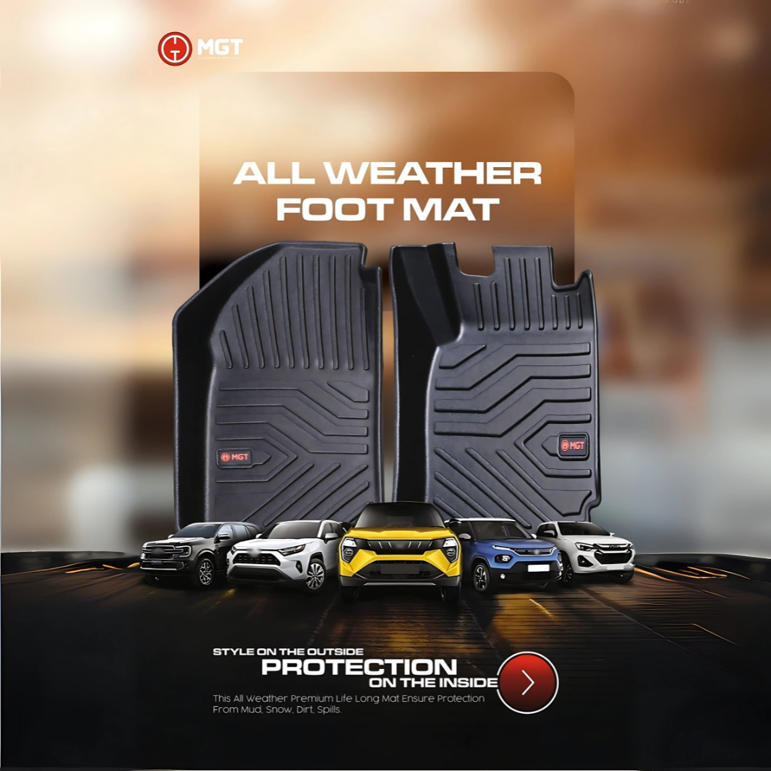 MGT TPE All Weather Car Floor Mats for Maruti Suzuki Cars – Custom Fit, Black