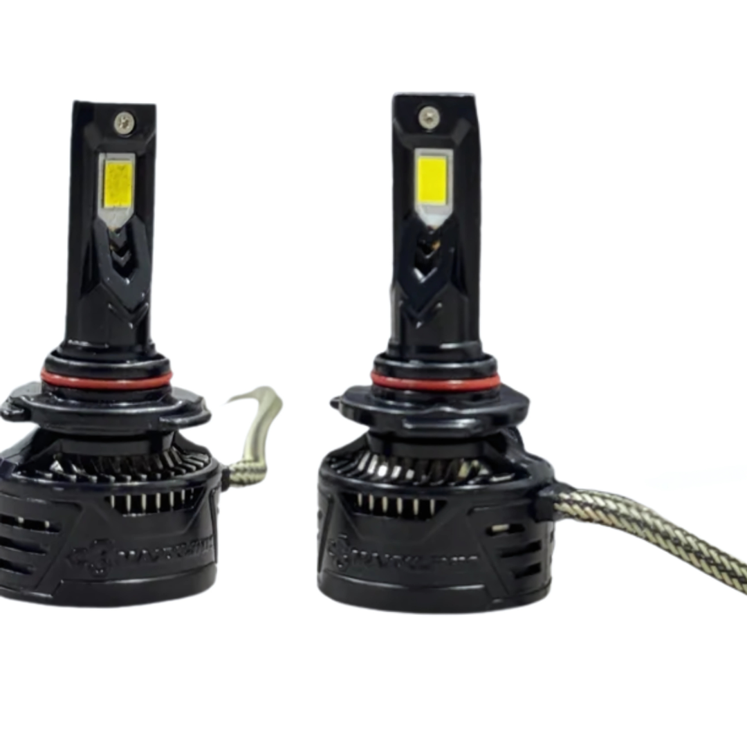 Pair of Maxxlink H27 R8 LED Bulbs – Braided Power Cable and Fan Integration Close-Up