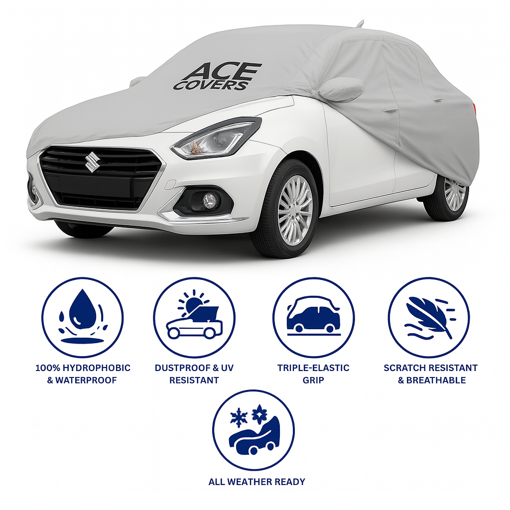 Grey Waterproof Car Body Cover for Maruti Suzuki Dzire