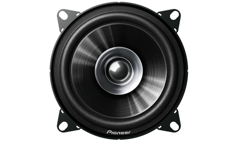 Front view of Pioneer TSG1010S 4-inch dual cone G-series car speaker with IMPP cone.