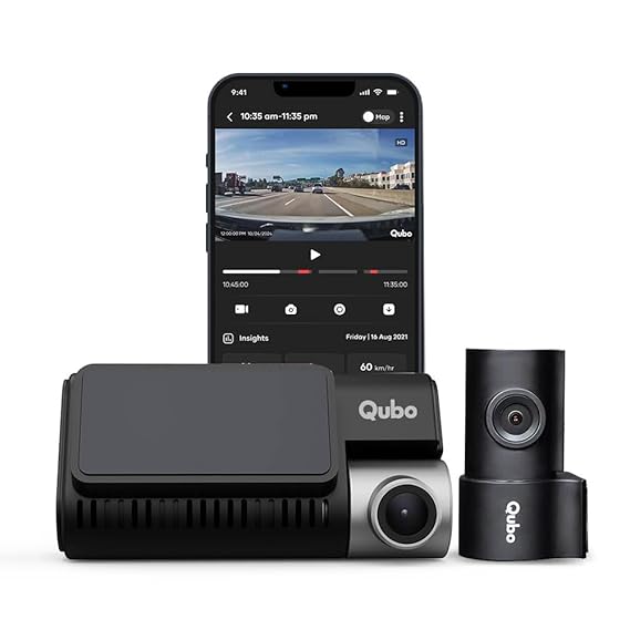 Qubo Car Dash Cam Pro 3K – Dual Channel Dash Camera with Sony STARVIS Sensor, 3.2" Display, 140° FOV & GPS | Hero Group | Made in India