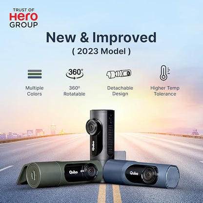Qubo Car Dash Cam Pro X 2K (1296p) – 3MP CMOS, 360° Cabin View, Wi-Fi, Super Capacitor | Made in India | Space Grey