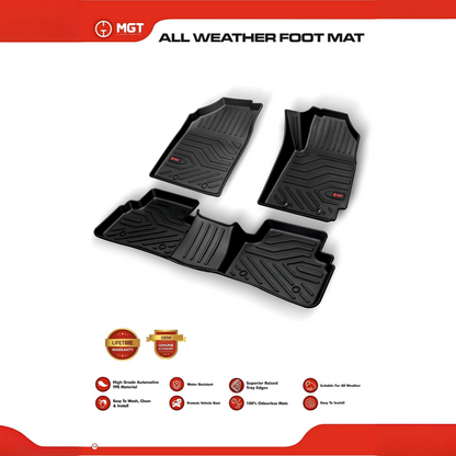 MGT TPE All Weather Car Floor Mats for Maruti Suzuki Cars – Custom Fit, Black