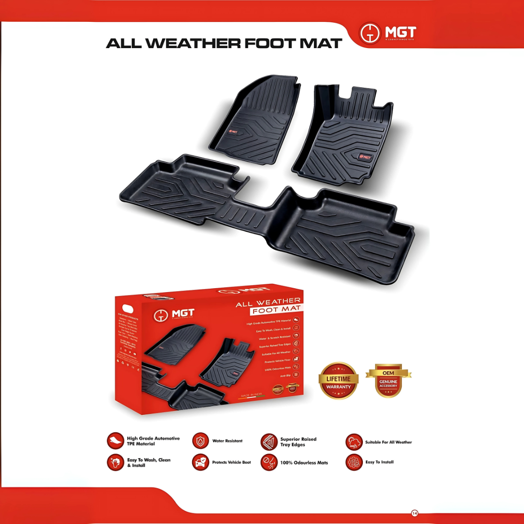 MGT TPE All Weather Car Floor Mats for Maruti Suzuki Cars – Custom Fit, Black
