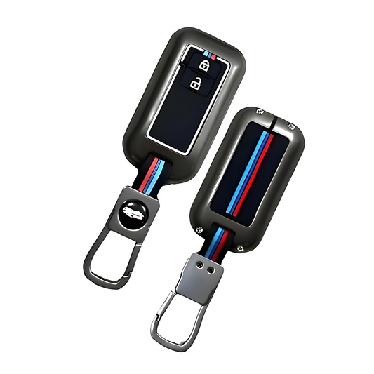 Metal Key Cover for Maruti Suzuki – Rectangle 2-Button Smart Remote (Zinc Alloy + Silicone, Scratch-Proof & Stylish)