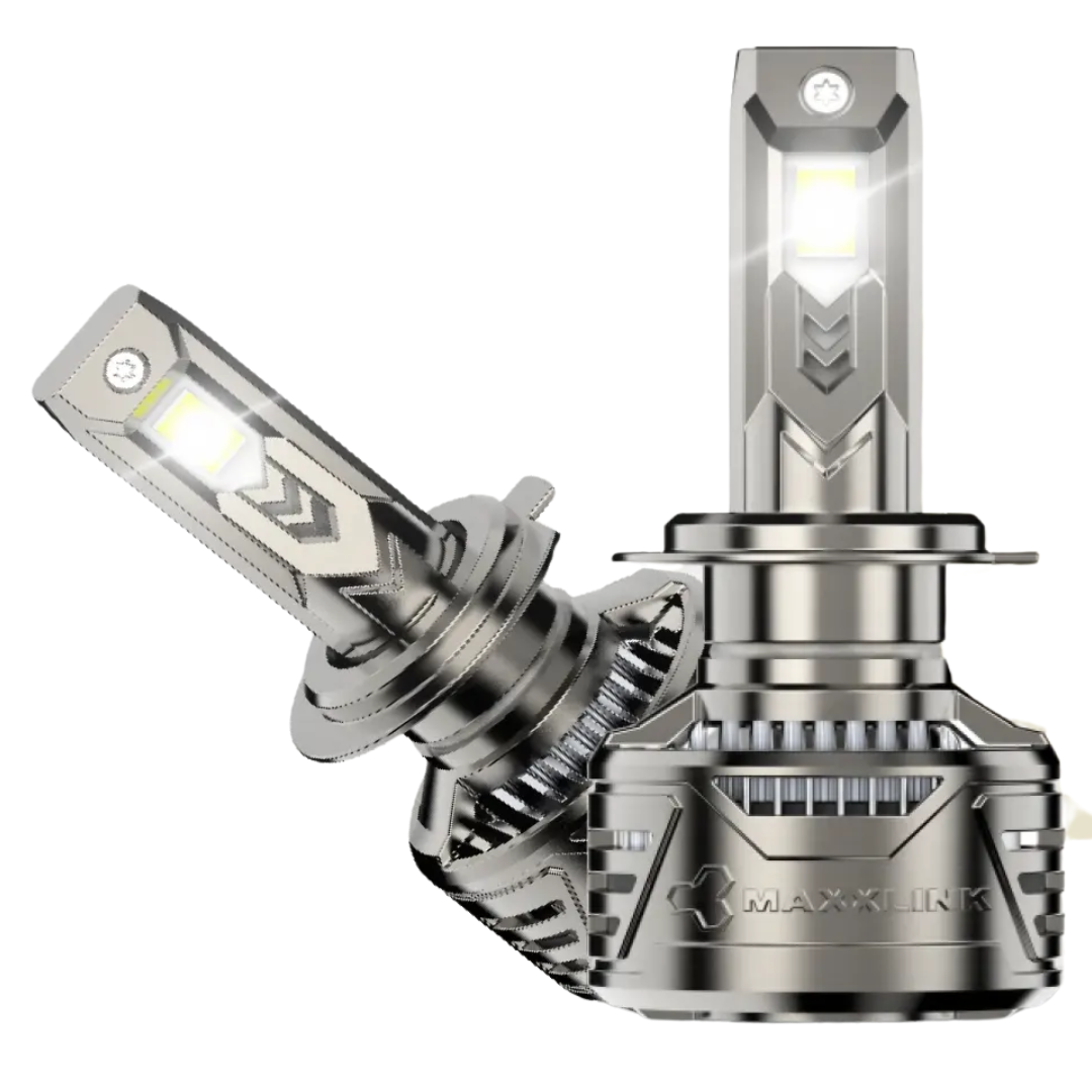 Maxxlink 180W H27 R8 Pro LED Headlight Bulbs – Dual-Beam Silver Metal with Fan Cooling