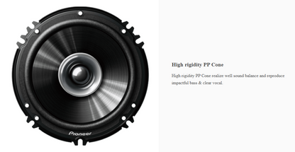 High rigidity PP cone of Pioneer TS-G1610S-2 car speaker designed for improved bass balance and clear vocals