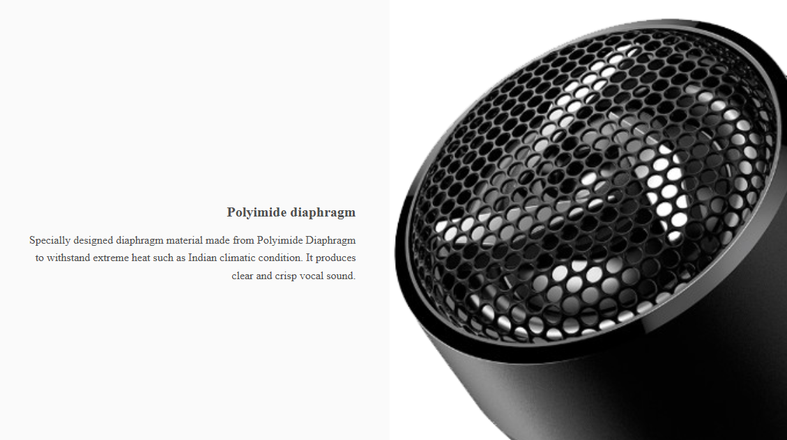 Polyimide diaphragm tweeter in Pioneer TS-C602IN car speaker designed for crisp high frequencies and durability in extreme heat conditions