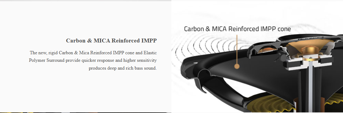 Pioneer TS-R6951S Car Speaker Carbon and Mica Reinforced IMPP Cone for deep bass and high sensitivity