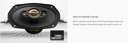 Pioneer TS-A942F 6x9 inch Car Speaker with Open & Smooth Concept for wide sound staging and natural transitions