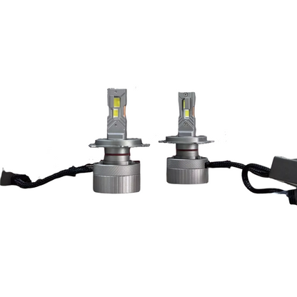 Side View of Maxxlink H4/H19 LED Headlight Bulbs – Showcasing Copper Cooling Base and LED Chips