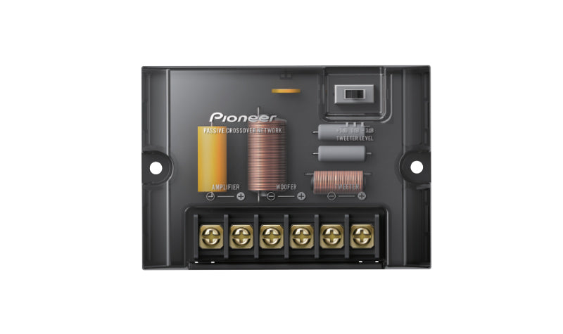 Pioneer TS-V170C passive crossover network for high-resolution car speakers, ensures balanced sound between woofer and tweeter