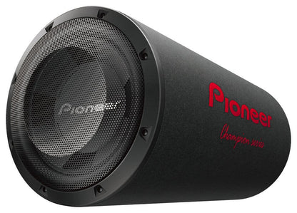 Pioneer TS-WX3000T subwoofer with robust design, featuring a high-sensitivity bass reflex tube for powerful, clear bass and maximum sound output.