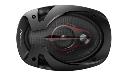 Pioneer TS-R6951S 3-Way Oval Car Speaker front view with stylish grille and red accent design