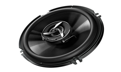 Pioneer TS-1602IN 6-inch coaxial speaker side view showcasing high-rigid IMPP cone woofer and polyimide dome tweeter for clear, powerful sound