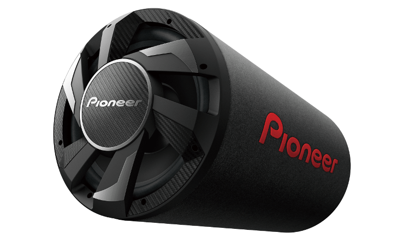 Pioneer subwoofer with a rigid mesh design for added strength and durability.